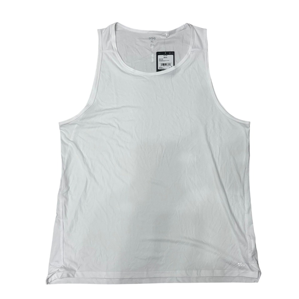 DSG Mens Run Tank Pure White Reflective Moisture Wicking UV Protection XL NEW